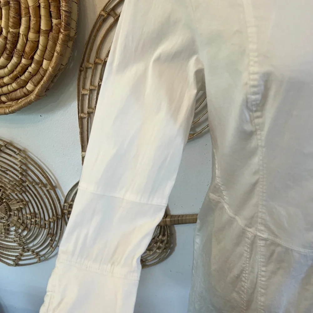 Free People Thea White Mini Shirt Dress Cotton Button Front Fitted M - Picture 8 of 9